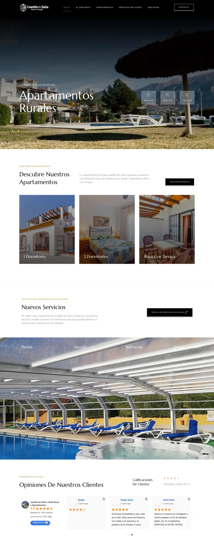 Web de los apartamentos rurales Castillo de Zalia en Alcaucín diseñada por Tu Meta Digital