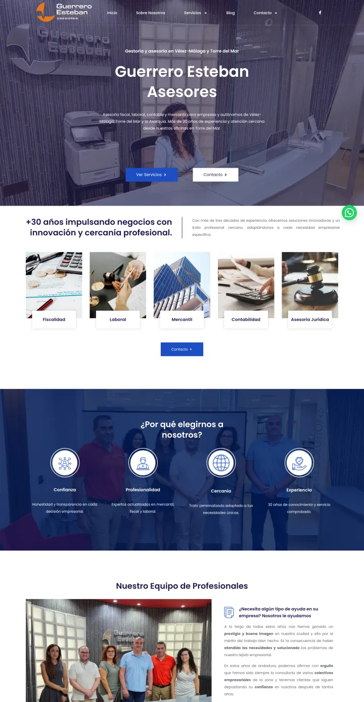 Web de la asesoría Guerrero Esteban Asesores en Torre del Mar diseñada por Tu Meta Digital