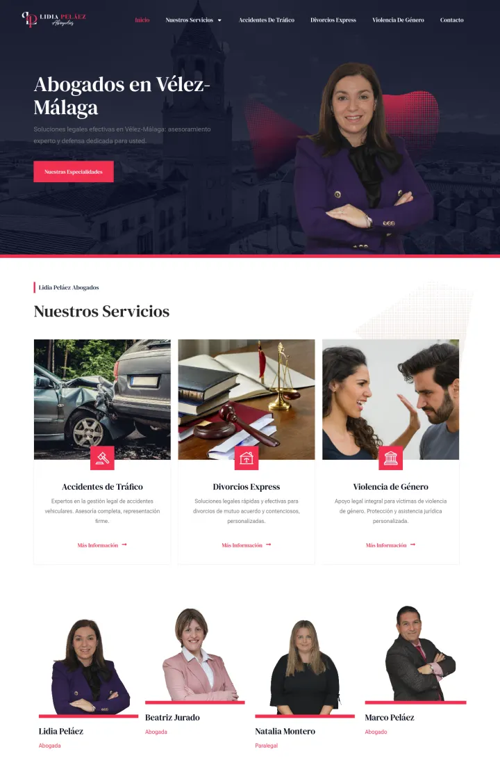 Web del despacho Lidia Peláez Abogados en Vélez-Málaga diseñada por Tu Meta Digital