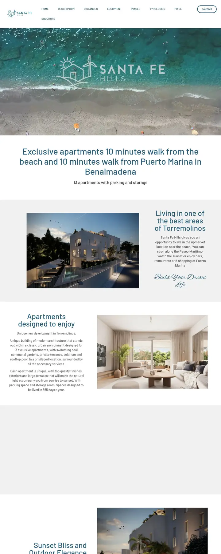 Página web de la promoción de apartamentos Santa Fe Hills en Torremolinos diseñada por Tu Meta Digital